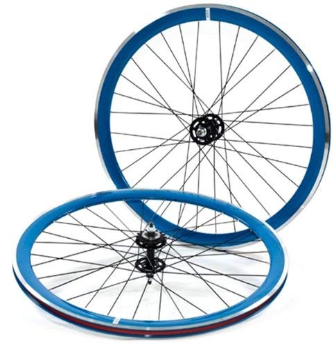 State Bicycle Fixed Gear Deep Profile Wheel Set, 700C, Blue with Black