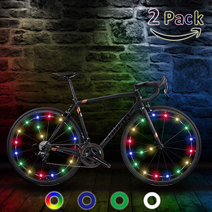 TIPEYE LED Bike Wheel Lights IP65 Waterproof with Batteries Included Easy to Install Bike Spoke Decorations Visible from All Angles for Ultimate Safety and Kids