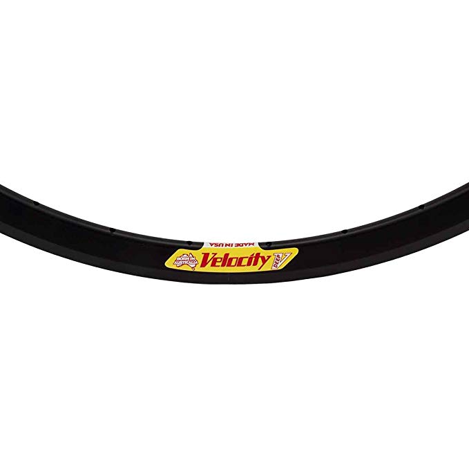 Velocity Deep V 700c Solid Black Rim, Non Machined Sidewall