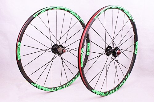Whool 2016 Newest MTB Mountain Bike Wheel Front 2 Rear 5 Sealed Bearing hub disc wheelset Wheels 26 27.5inch Flat Spokes (26inch Green)