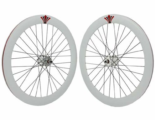 700c V 60mm Alloy Wheel Set Sealed Bearing 14G White. Bicycle wheel, bike wheel, 700c bike wheel, 700c bicycle wheel, fixed gear bike, track bike, bike part, bicycle part