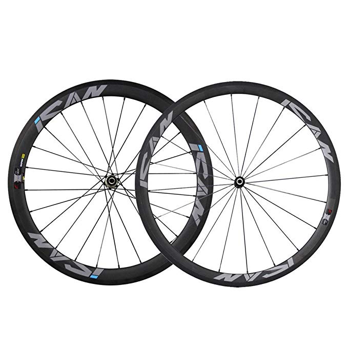 ICAN Carbon Clincher Wheels 38mm Front 50mm Rear Rim Sapim CX-Ray Spokes Straight Pull Hub Only 1410g/set