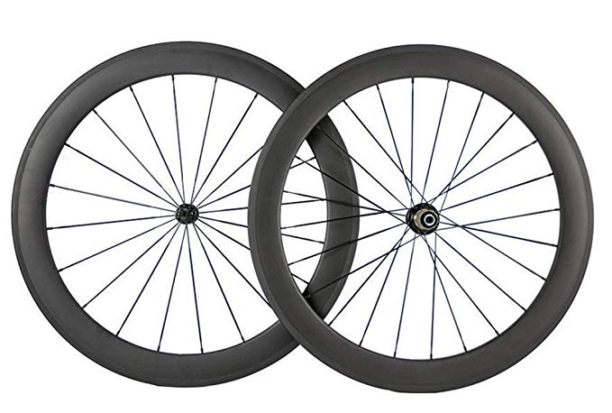 Queen Bike 1 Pair Carbon Fiber Bike Wheels 60mm Clincher 700c Wheelset Carbon Road Wheels