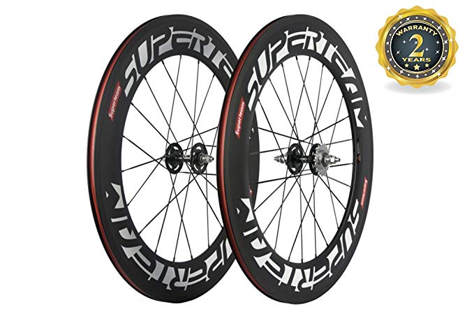 Superteam 88mm Carbon Clincher Fixed Gear Bike Wheelset 23mm Single Speed Wheel