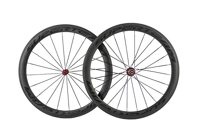 Superteam 1sets of Carbon Fiber Wheelset 700c Clincher Wheels 50mm with Decal