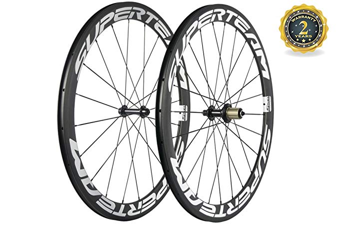 Superteam 700c Carbon Wheelset 50mm White Decal Wheel Matte Finish 23mm Width