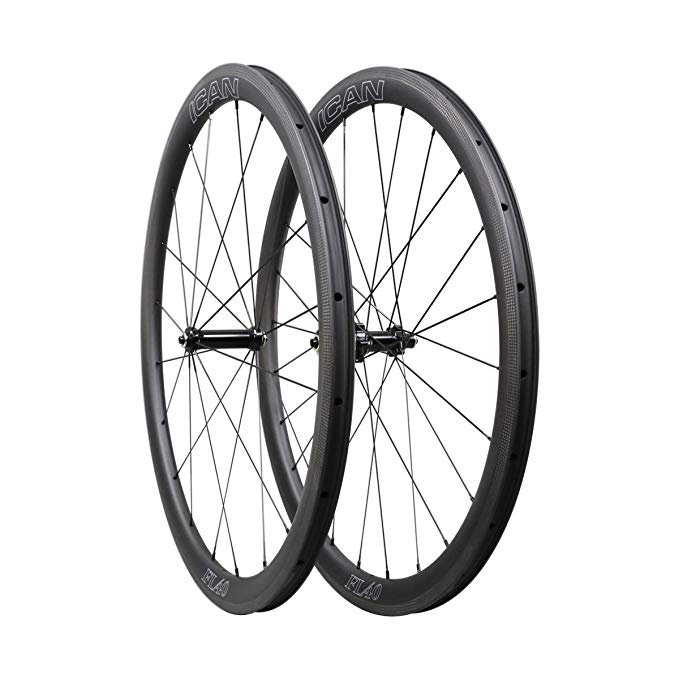 ICAN FL40 Carbon Road Bike Wheelset 40mm Clincher Tubeless Ready Rim 25mm Wide Straight Pull Sapim CX-Ray Spoke 1400g