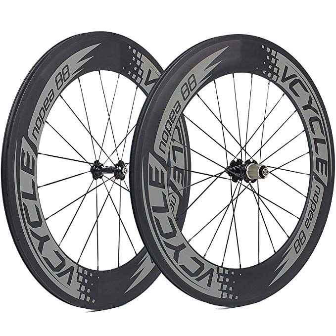 [VCYCLE Nopea] 700C 88mm Road Bike Carbon Wheel Set Clincher for Shimano 8/9/10/11 Speed