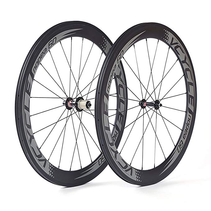 VCYCLE Nopea 700C Road Bike Carbon Wheel Set Clincher 60mm Only 1595g for Shimano or Sram 8/9/10/11 Speed